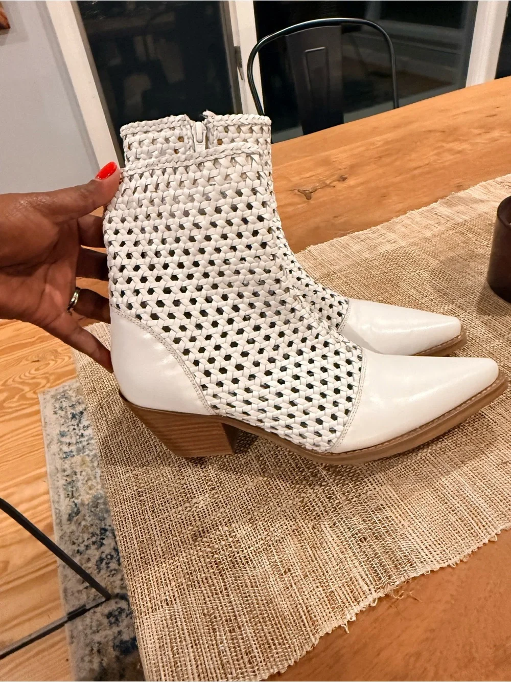 Coconuts by Matisse White Woven Leather Ankle Booties